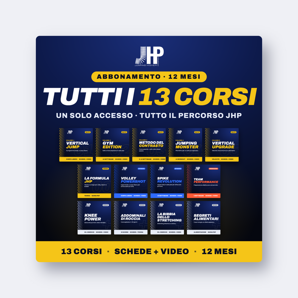 Abbonamento JHP: tutti i 13 corsi per aumentare il salto verticale